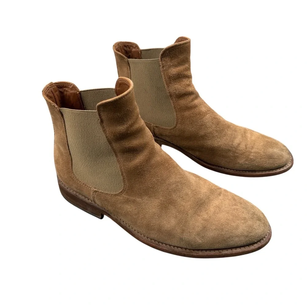 Thursday Boot Co Cavalier Mens Chelsea Boots Beige Suede Leather Ankle Size 8